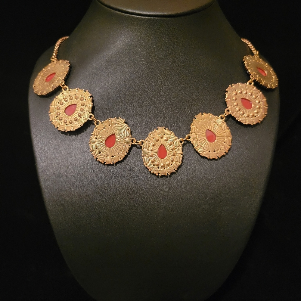 Estate Bohemian Faceted Lucite & Rhinestone Necklace - Picture 5 of 5